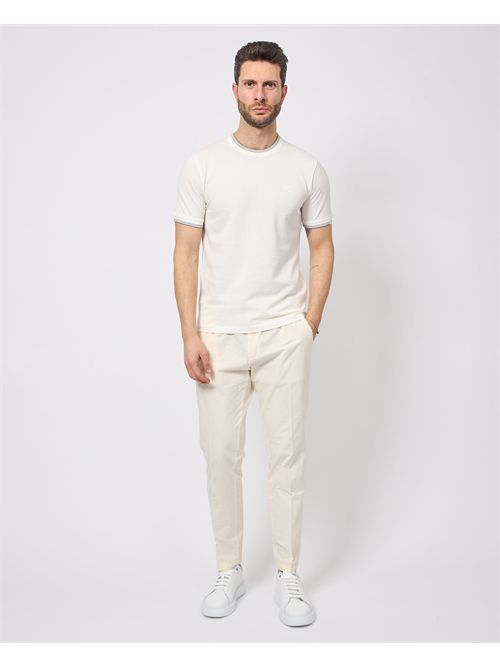 T-shirt girocollo Yes Zee in cotone con righino a contrasto YES ZEE | T776-TS000107